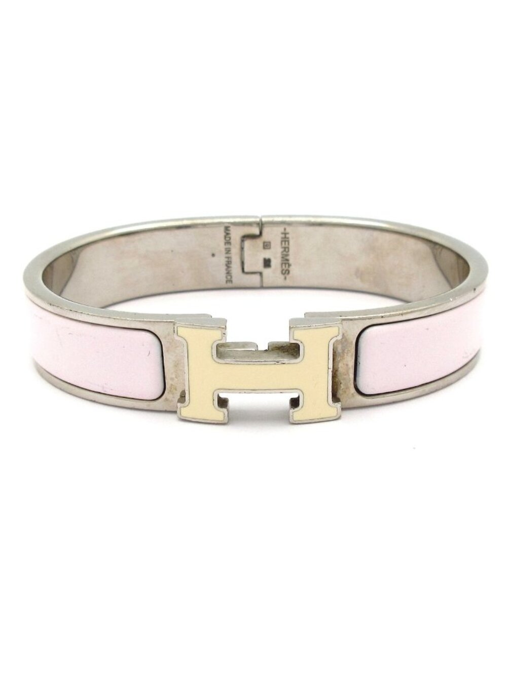 Hermes Bangle Click Silver Light Purple Ivory Bracelet
